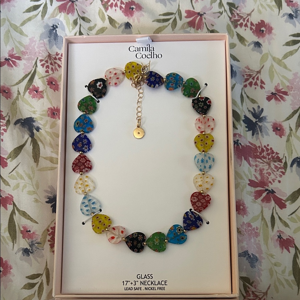 Camila Coelho Vibrant Heart Glass Necklace